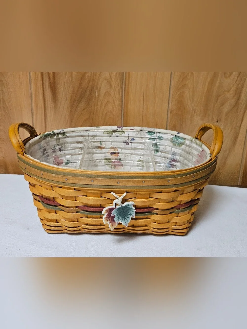 Longaberger Autumn Reflections Blessings Basket  5 PC: Protector Charm 2 Inserts